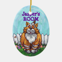Decoración personal del sitio del gato del jengibr ornato