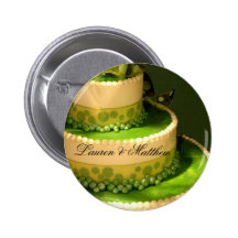 Decoración verde irlandesa del pastel de bodas pins