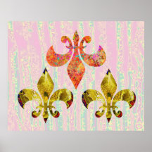 Decoraciones de oro de la flor de lis posters