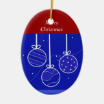 Decoraciones rojas, blancas y azules del día de fi ornamentos de navidad