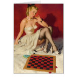 Deja el juego un juego - chica modelo retro felicitacion 