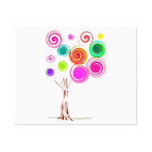 del árbol follaje swirly colorido lona estirada galerías