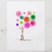 del árbol follaje swirly colorido tarjetón