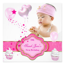 Del chica de la foto 1ra fiesta de cumpleaños rosa anuncio