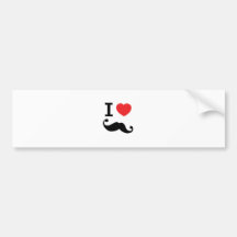 Del corazón I bigote twirly Etiqueta De Parachoque