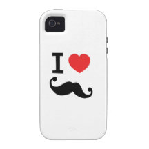 Del corazón I bigote twirly iPhone 4 Fundas