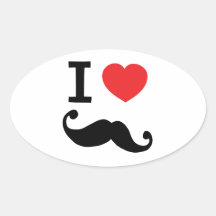 Del corazón I bigote twirly Colcomanias Oval Personalizadas
