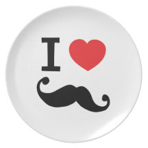 Del corazón I bigote twirly Platos De Comidas