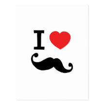 Del corazón I bigote twirly Tarjetas Postales