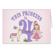 Del unicornio 4ta cumpleaños invitación de la prin tarjetas