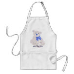 Delantal blanco y azul del peluche