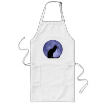 Delantal de la luna azul del gato negro