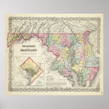 Delaware y Maryland con el distrito de Columbia Posters