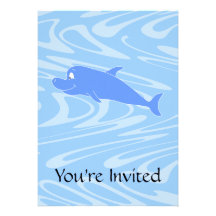 Delfín azul en modelo ondulado invitaciones personales 
