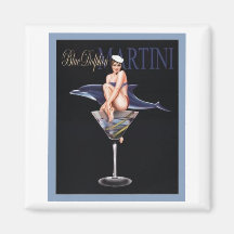Delfín azul Martini Iman Para Frigorífico