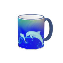 Delfín del horizonte tazas de café