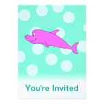Delfín rosado brillante invitaciones personales 