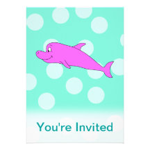 Delfín rosado brillante invitaciones personales 