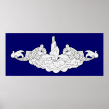 Delfínes del tripulante de submarino - poster