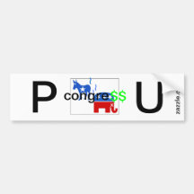 demócrata-republicano, P, U, zazzle.com,… Etiqueta De Parachoque
