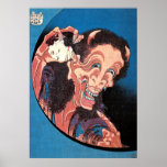 Demonio de risa Warai-Hannya, Hokusai Poster