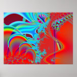 Dentro de II · Arte del fractal · Aguamarina y roj Impresiones