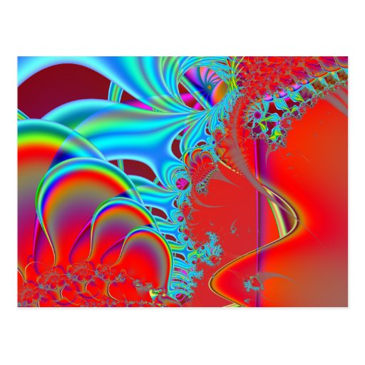 Dentro de II · Arte del fractal · Aguamarina y roj Postales