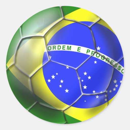 Deportes brasileños 2014 de la bandera del fútbol  pegatinas redondas