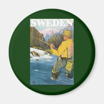 Deportes suecos de Suecia del vintage, pesca del p Imanes Para Frigoríficos