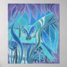"Depredador en" la impresión azul del arte grande Posters