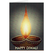 DESEO FELIZ DE LA LÁMPARA DE DIWALI TARJETÓN