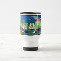 Deseos de la buena salud de pescados tazas de café