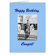 Deseos del cumpleaños de la vaquera y del potro de tarjeta