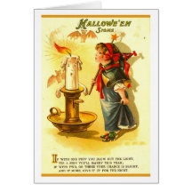Deseos retros de la palmatoria de Halloween del vi Tarjeton