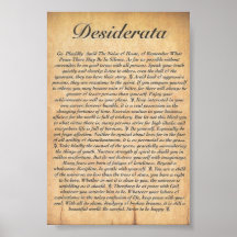 DESIDERÁTUMS en el papel de madera grabado en reli Posters
