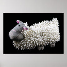 Deslizador de las ovejas en negro poster