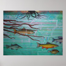 Detalle del collage de los pescados poster