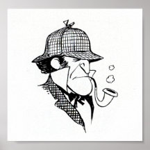 Detective que fuma del tubo impresiones