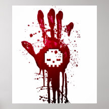 DHbloodyHAND2pixelSKULL2 Posters