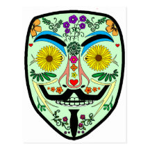 Día ANÓNIMO de los muertos 2 del arte de la máscar Postal
