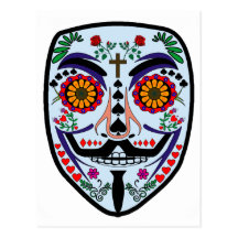 Día ANÓNIMO de los muertos 3 del arte de la máscar Postal