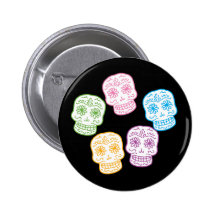 Día colorido de los cráneos muertos pin