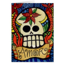 Día de Amor del cráneo muerto del azúcar Felicitación