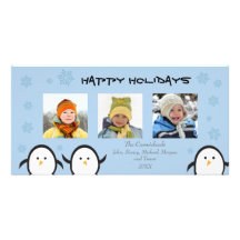 Día de fiesta caprichoso Photocard de los pingüino Tarjetas Fotográficas Personalizadas
