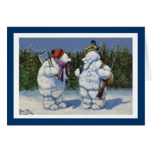 Día de fiesta lindo Chiristmas del muñeco de nieve Tarjetas