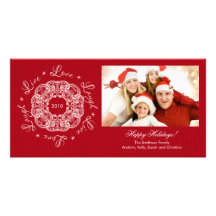 Día de fiesta vivo PhotoCard del ornamento del vin Tarjeta Fotográfica