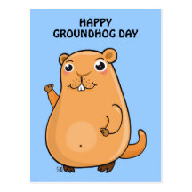 Día de la marmota feliz postal