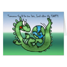 Día de la Tierra feliz con el dinosaurio Felicitacion