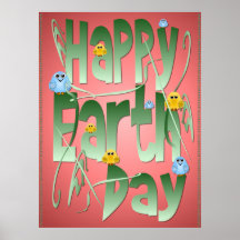 Día de la Tierra feliz con la impresión de los páj Posters