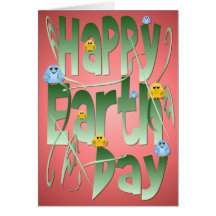 Día de la Tierra feliz con la tarjeta de los pájar